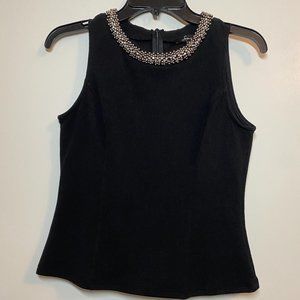 Hardly Worn Like New Soprano Black Sleeveless Blouse with Beading Size L